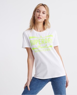 Superdry Neon Classic Real Női Pólók Fehér/Zöld | NFMTD1243